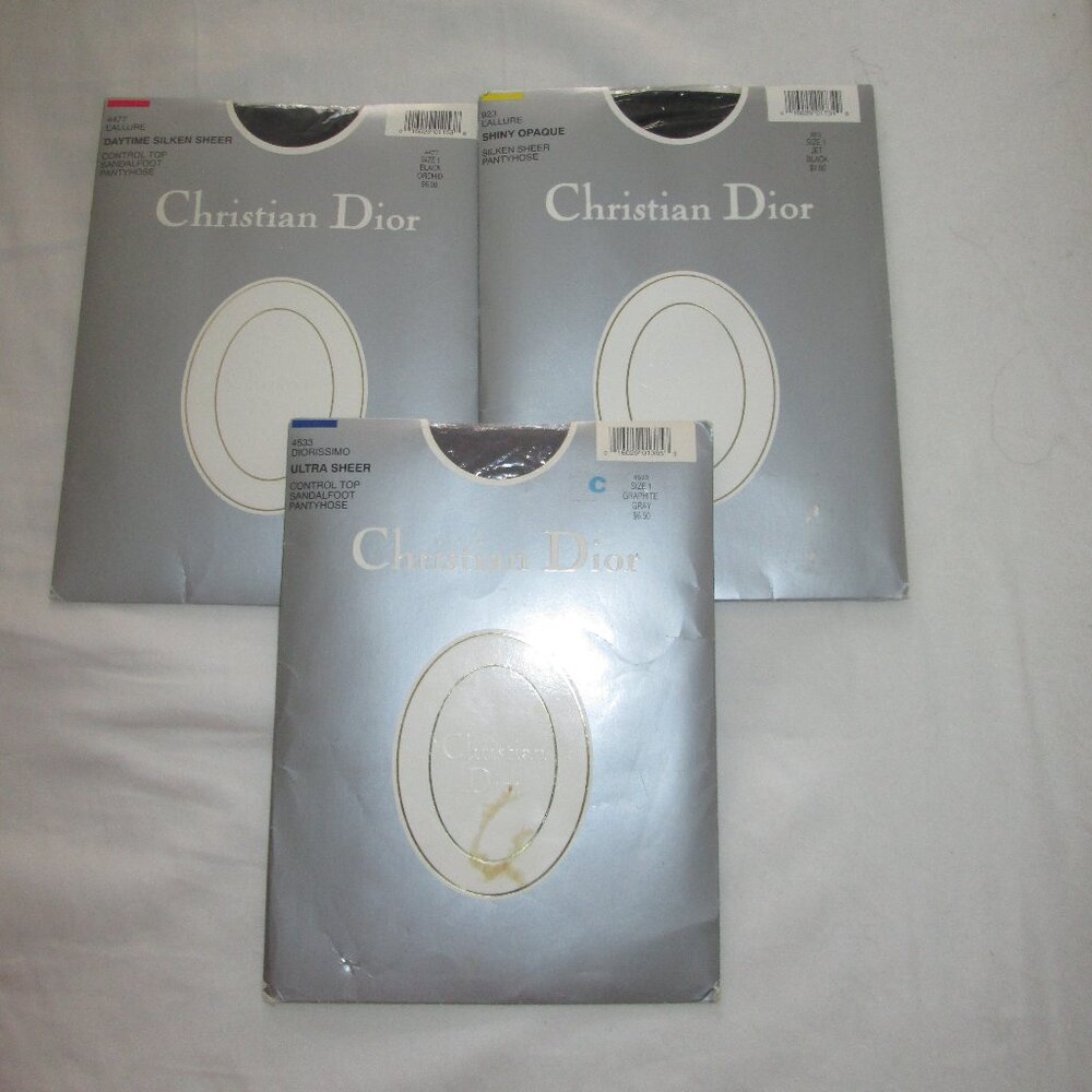 NWT Lot of 3 Christian Dior Size 1Control Top Ultra Sheer Silken Sheer Pantyhose